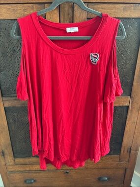 Piko 1988 Women's Bright Red Cold-Shoulder Tank with Embroidered Patch